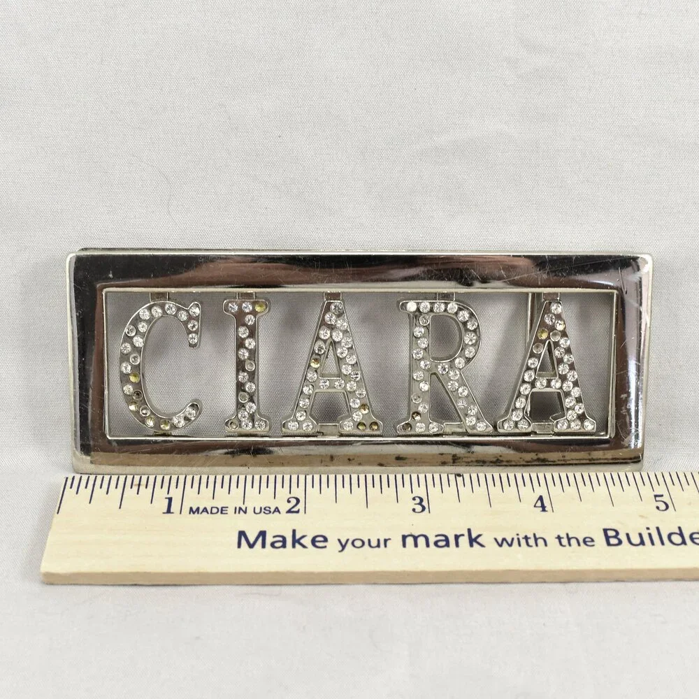 Belt Buckle Ciara Name Womens Rhinestones Shiny Sparkling‎ Silver Color Gift